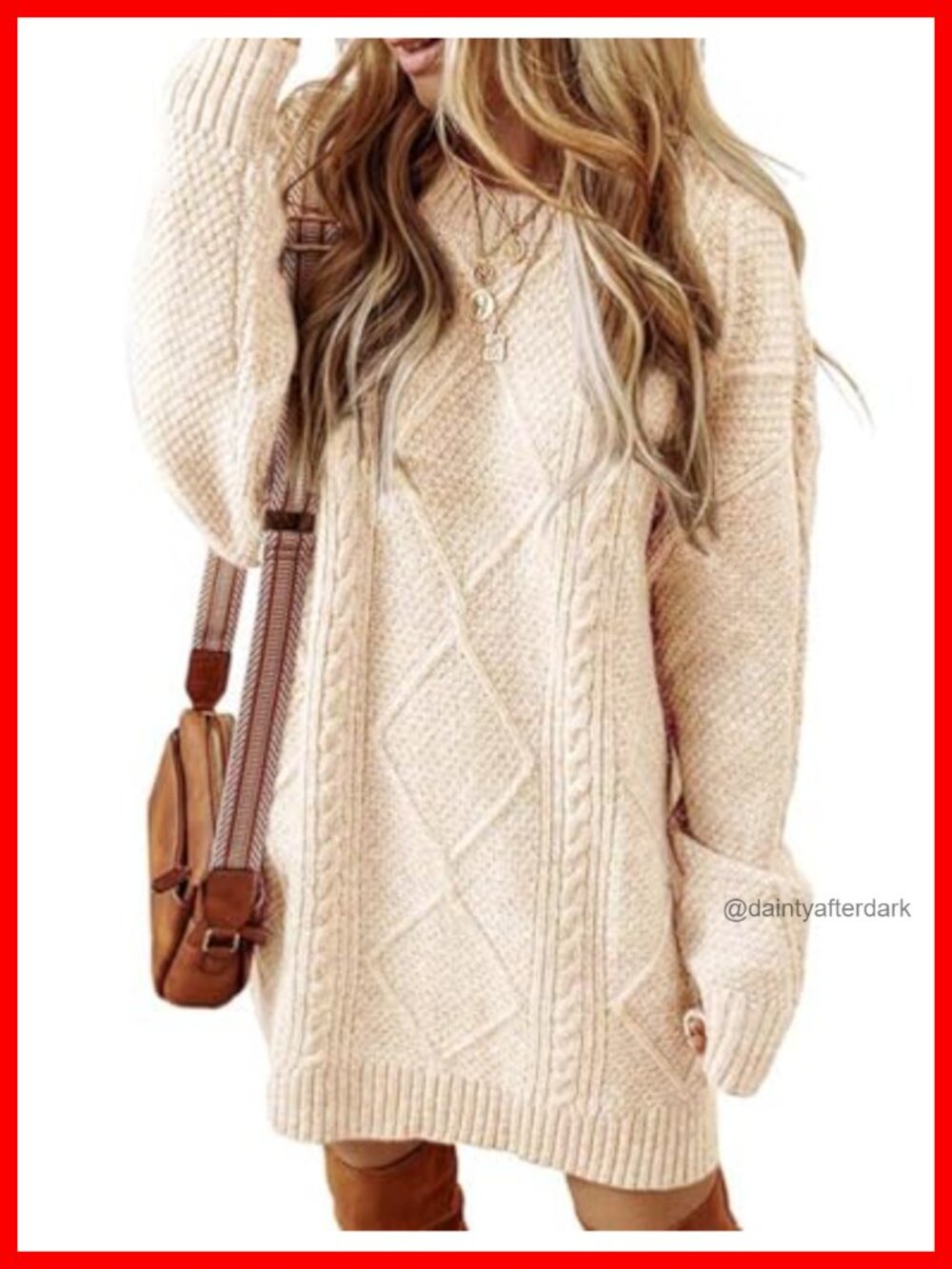 Cable Knit Sweater Dress Women Long Sleeve Crew Neck Pullover Mini Dress
